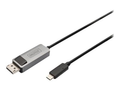 DIGITUS - Câble adaptateur - DisplayPort (M) pour 24 pin USB-C (M) - DisplayPort 1.4 - 1 m - bloqué, bi-directionnel, support 8K30Hz (7680 x 4320), support 2K165Hz (2560 x 1440), support pour 4K144Hz - noir