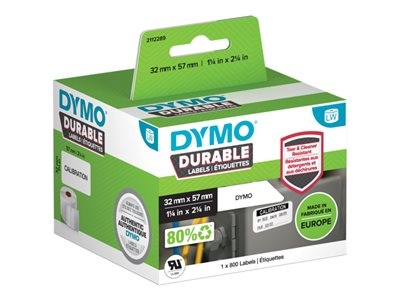 DYMO - Polypropylène (PP) - adhésif fort - noir sur blanc - 32 x 57 mm 800 étiquette(s) (1 rouleau(x) x 800 étiquettes - pour DYMO LabelWriter 310, 315, 320, 330, 400, 450, 4XL, SE450, Wireless