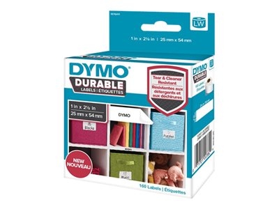 DYMO LabelWriter DURABLE - Polypropylene (PP) - permanent adhesive - white - 25 x 54 mm 160 label(s) (1 roll(s) x 160 labels - for DYMO LabelWriter 310, 315, 320, 330, 400, 450, 4XL, SE450