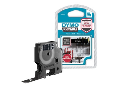 DYMO D1 - Auto-adhésif - blanc sur noir - Rouleau (1,2 cm x 3 m) 1 cassette(s) bande d'étiquettes - pour LabelMANAGER 100, 150, 160, 200, 210, 220, 260, 280, 300, 360, 420, 450; MobileLabeler