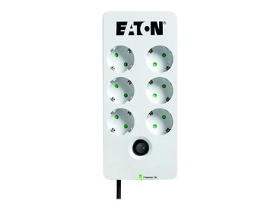 Eaton Protection Box 6 DIN - Protection contre les surtensions - CA 220-250 V - 2500 Watt - connecteurs de sortie : 6 - blanc