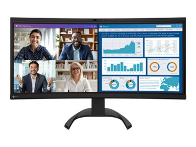 EIZO FlexScan EV3450XC-BK - Avec FlexStand - écran LED - incurvé - 34" (34.1" visualisable) - 3440 x 1440 UWQHD - IPS - 300 cd/m² - 1000:1 - 5 ms - 2xHDMI, DisplayPort, USB-C - haut-parleurs - noir