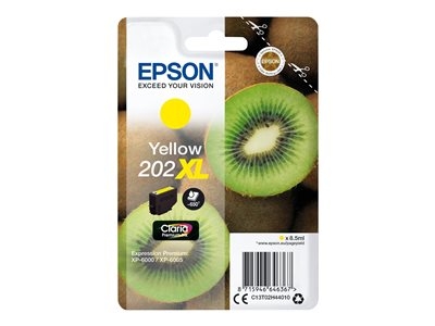 Epson 202XL - 8.5 ml - XL - jaune - original - emballage coque avec alarme radioélectrique/ acoustique - cartouche d'encre - pour Expression Premium XP-6000, XP-6005