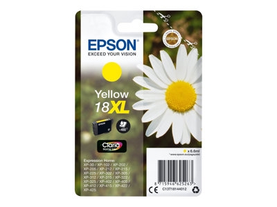 Epson 18XL - 6.6 ml - XL - jaune - original - cartouche d'encre - pour Expression Home XP-212, 215, 225, 312, 315, 322, 325, 412, 415, 422, 425