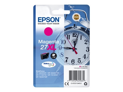 Epson 27XL - 10.4 ml - XL - magenta - original - emballage coque avec alarme radioélectrique - cartouche d'encre - pour WorkForce WF-3620, WF-3640, WF-7110, WF-7610, WF-7620, WF-7715, WF-7720