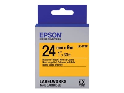 Epson LabelWorks LK-6YBP - Noir sur jaune - Rouleau (2,4 cm x 9 m) 1 cassette(s) bande d'étiquettes - pour LabelWorks LW-1000, LW-600, LW-700, LW-900, LW-Z5000, LW-Z5010, LW-Z700, LW-Z710, LW-Z900