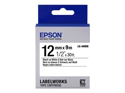 Epson LabelWorks LK-4WBN - Noir sur blanc - Rouleau (1,2 cm x 9 m) 1 cassette(s) bande d'étiquettes - pour LabelWorks LW-1000, 300, 400, 600, 700, 900, K400, Z700, Z710, Z900