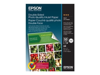 Epson Double-Sided Photo Quality Inkjet Paper - Mat - A4 (210 x 297 mm) - 140 g/m² - 50 feuille(s) papier photo - pour EcoTank ET-2650, 2750, 2751, 4750; WorkForce Pro RIPS WF-C879, WF-C5790