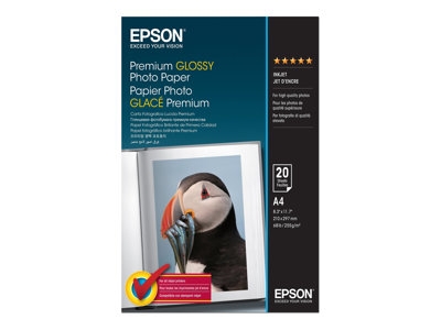 Epson Premium - Brillant - A4 (210 x 297 mm) - 255 g/m² - 20 feuille(s) papier photo - pour EcoTank ET-2650, 2750, 2751, 2756, 2850, 2851, 2856, 4750, 4850