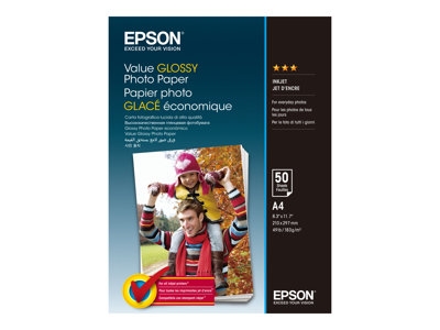Epson Value - Brillant - A4 (210 x 297 mm) - 183 g/m² - 50 feuille(s) papier photo - pour Epson L382, L386, L486; Expression Home HD XP-15000; Expression Premium XP-900