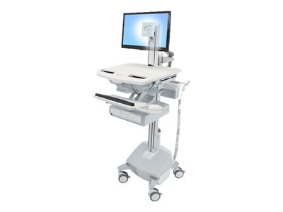 Ergotron - Chariot - pour écran LCD/équipement PC - plastique, aluminium, acier zingué - gris, blanc, aluminium poli - Taille d'écran : Jusqu'à 22 pouces - lithium - Conformité TAA