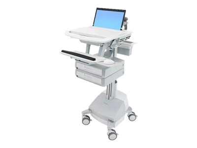Ergotron Laptop Cart, SLA Powered, 2 Drawers - Chariot - architecture ouverte - pour ordinateur portable/équipement PC - verrouillable - médical - aluminium, acier zingué, plastique haute qualité - Taille d'écran : jusqu'à 17,3 pouces - sortie : CA 230 V - 66 Ah - Acide de plomb - Conformité TAA