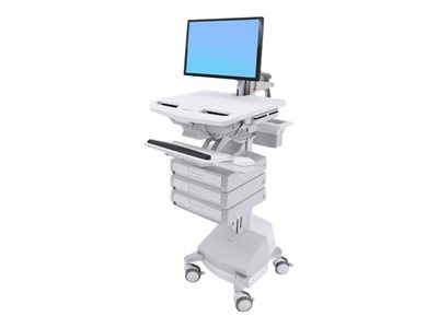 Ergotron Cart with LCD Arm, SLA Powered, 3 Drawers - Chariot (support uniquement) - architecture ouverte - pour écran LCD/équipement PC - verrouillable - médical - aluminium, acier zingué, plastique haute qualité - Taille d'écran : jusqu'à 24 pouces - sortie : CA 230 V - 66 Ah - Acide de plomb - Conformité TAA