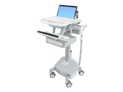 Ergotron - Chariot (support uniquement) - architecture ouverte - pour Ordinateur portable / clavier / souris - médical - aluminium, acier zingué, plastique haute qualité - gris, blanc, aluminium poli - Taille d'écran : largeur 17,3 pouces - sortie : CA 230 V - 40 Ah - phosphate de fer et de lithium - Conformité TAA