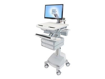 Ergotron Cart with LCD Arm, SLA Powered, 2 Drawers - Chariot (support uniquement) - architecture ouverte - pour écran LCD/équipement PC - verrouillable - médical - aluminium, acier zingué, plastique haute qualité - Taille d'écran : jusqu'à 24 pouces - sortie : CA 230 V - 66 Ah - Acide de plomb - Conformité TAA