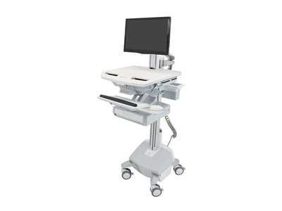 Ergotron - Chariot - pour écran LCD/équipement PC - médical - aluminium, acier zingué, plastique haute qualité - gris, blanc, aluminium poli - Taille d'écran : Jusqu'à 22 pouces - sortie : CA 230 V - 40 Ah - lithium - Conformité TAA