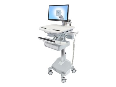 Ergotron - Chariot (support uniquement) - architecture ouverte - pour écran LCD/équipement PC - verrouillable - médical - plastique, aluminium, acier zingué - Taille d'écran : jusqu'à 24 pouces - sortie : CA 230 V - 40 Ah - lithium - Conformité TAA