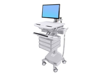 Ergotron Cart with LCD Arm, LiFe Powered, 3 Drawers - Chariot (support uniquement) - architecture ouverte - pour écran LCD/équipement PC - verrouillable - médical - aluminium, acier zingué, plastique haute qualité - Taille d'écran : jusqu'à 24 pouces - sortie : CA 230 V - 40 Ah - lithium - Conformité TAA