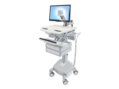 Ergotron Cart with LCD Arm, LiFe Powered, 4 Drawers - Chariot (support uniquement) - architecture ouverte - pour écran LCD/équipement PC - verrouillable - médical - aluminium, acier zingué, plastique haute qualité - Taille d'écran : jusqu'à 24 pouces - sortie : CA 230 V - 40 Ah - lithium - Conformité TAA