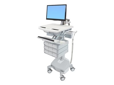Ergotron Cart with LCD Arm, LiFe Powered, 9 Drawers - Chariot (support uniquement) - architecture ouverte - pour écran LCD/équipement PC - verrouillable - médical - aluminium, acier zingué, plastique haute qualité - Taille d'écran : jusqu'à 24 pouces - sortie : CA 230 V - 40 Ah - lithium - Conformité TAA