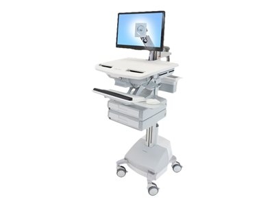 Ergotron - Chariot - architecture ouverte - pour écran LCD/équipement PC - médical - aluminium, acier zingué, plastique haute qualité - gris, blanc, aluminium poli - Taille d'écran : jusqu'à 24 pouces - sortie : CA 230 V - 66 Ah - Acide de plomb - Conformité TAA
