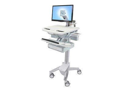 Ergotron - Chariot - architecture ouverte - pour écran LCD/équipement PC - médical - plastique, aluminium, acier zingué - gris, blanc, aluminium poli - Taille d'écran : jusqu'à 24 pouces