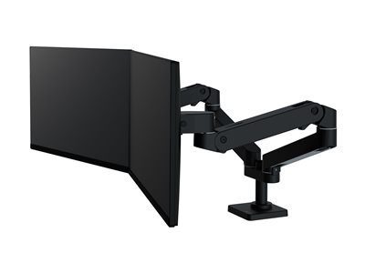 Ergotron LX Pro - Kit de montage (double bras) - modulaire - pour 2 écrans LCD - côte à côte - aluminium - noir - Taille d'écran : jusqu'à 27 pouces - montrable sur bureau