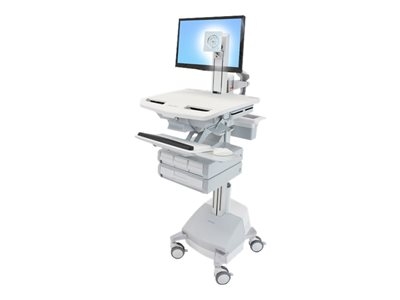 Ergotron - Chariot - pour écran LCD/équipement PC - médical - aluminium, acier zingué, plastique haute qualité - gris, blanc, aluminium poli - Taille d'écran : jusqu'à 24 pouces - sortie : CA 230 V - 66 Ah - Acide de plomb - Conformité TAA