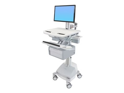 Ergotron Cart with LCD Pivot, SLA Powered, 1 Tall Drawer - Chariot (support uniquement) - architecture ouverte - pour écran LCD/équipement PC - verrouillable - médical - aluminium, acier zingué, plastique haute qualité - Taille d'écran : jusqu'à 24 pouces - sortie : CA 230 V - 66 Ah - Acide de plomb - Conformité TAA