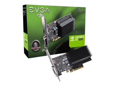 EVGA GeForce GT 1030 - Grafische kaart - GF GT 1030 - 2 GB GDDR4 - PCIe 3.0 laag profiel - DVI, HDMI - zonder ventilator