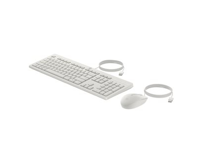 HP 225 - Ensemble clavier et souris - ambidextre, disposition en 3 zones, course de touche standard - 100% - full size - USB - QWERTY - Anglais international - blanc cachemire