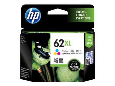 HP 62XL - 11.5 ml - à rendement élevé - couleur (cyan, magenta, jaune) - original - cartouche d'encre - pour ENVY 55XX, 56XX, 76XX; Officejet 200, 250, 57XX, 8040