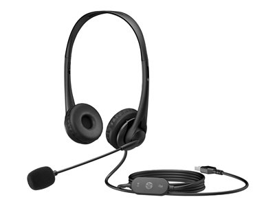 HP G2 - Micro-casque - sur-oreille - filaire - USB - noir ombré - pour HP 27; ENVY TE02; ENVY Laptop 13, 17, 17m; Laptop 14, 14s, 15, 15s, 17; Pavilion 24, 32