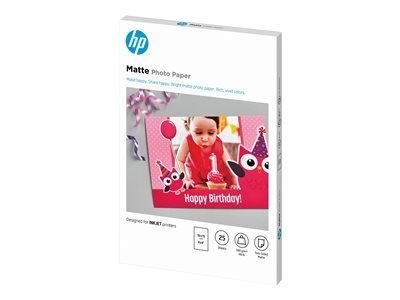 HP - Mat - 8,8 millièmes de pouce - 100 x 150 mm - 180 g/m² - 25 feuille(s) papier photo - pour Deskjet Ink Advantage 1275; Officejet 38XX, 46XX, 52XX, 57XX, 68XX, 69XX, 80XX, 8702, 9012