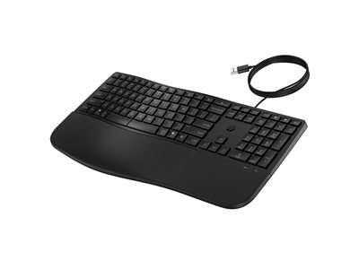 HP 480 Comfort - Clavier - Agencement à 3 zones, multi-appareils, 23 touches programmables - full size - USB - AZERTY - Belge - noir