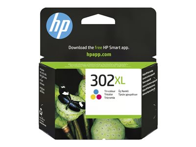 HP 302XL - 8 ml - hoog rendement - kleur (cyaan, magenta, geel) - origineel - inktcartridge - voor Deskjet 1110, 21XX, 36XX; ENVY 45XX; Officejet 38XX, 46XX, 52XX