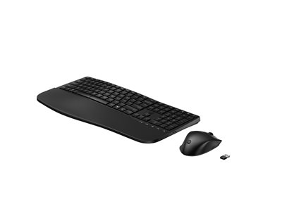 HP 680 Comfort - Ensemble clavier et souris - bi-mode, agencement à 3 zones, multi-appareils, 23 touches programmables, détection automatique du système d'exploitation, déplacement des touches à profil bas - full size - sans fil - Bluetooth, 2.4 GHz - AZERTY - Belge - noir