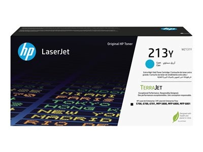HP 213Y - À rendement extrêmement élevé - cyan - original - LaserJet - cartouche de toner (W2131Y) - pour Color LaserJet Enterprise 5700dn, 6700dn, MFP 6800dn; DesignJet D5800