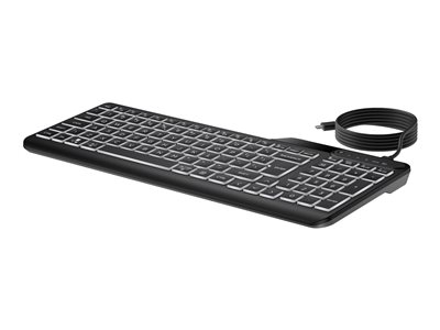 HP 400 - Clavier - taille compacte, disposition en 2 zones, 12 touches programmables, déplacement des touches surbaissé, multi-appareils - rétroéclairage - USB-C - QWERTY - Anglais - noir