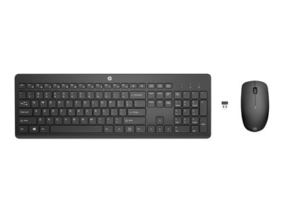 HP 235 - Ensemble clavier et souris - disposition à 3 zones, déplacement de touche à faible profil - full size - sans fil - 2.4 GHz - QWERTY - Anglais - noir - Smart Buy