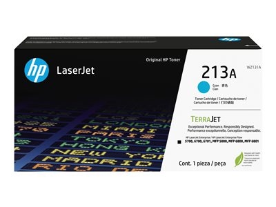 HP 213A - Cyan - original - LaserJet - cartouche de toner (W2131A) - pour Color LaserJet Enterprise 5700dn, 6700dn, MFP 5800dn, MFP 6800dn