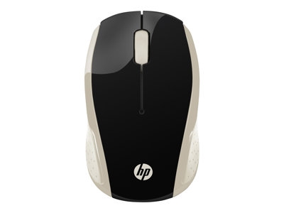 HP 200 - Souris - droitiers et gauchers - optique - sans fil - 2.4 GHz - récepteur sans fil USB - or de soie