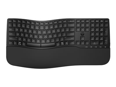 HP 685 - Clavier - bi-mode, agencement à 3 zones, multi-appareils, 23 touches programmables, détection automatique du système d'exploitation, déplacement des touches à profil bas - 100% - full size - sans fil - 2.4 GHz - QWERTY - Anglais international - noir