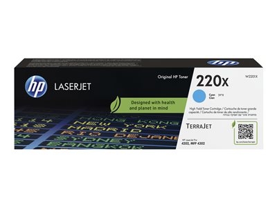 HP 220X - À rendement élevé - cyan - original - LaserJet - boîte - cartouche de toner (W2201X) - pour Color LaserJet Pro 4201, MFP 4301, MFP 4303