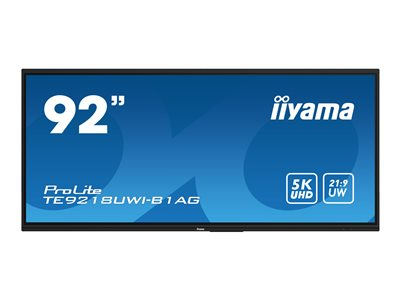 iiyama ProLite TE9218UWI-B1AG - Classe de diagonale 92" (91.5" visualisable) écran LCD rétro-éclairé par LED - signalétique numérique interactive - avec écran tactile (multi-touch) / capacité PC en option (slot-in) - 5K UHD (2160p) 5120 x 2160 - cadre noir avec finition mate