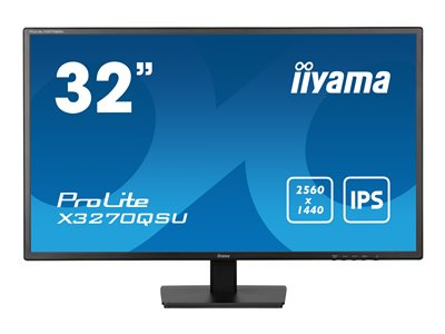 iiyama ProLite X3270QSU-B1 - Écran LED - 32" (31.5" visualisable) - 2560 x 1440 WQHD @ 100 Hz - IPS - 250 cd/m² - 1200:1 - 3 ms - 2xHDMI, DisplayPort - haut-parleurs - noir mat