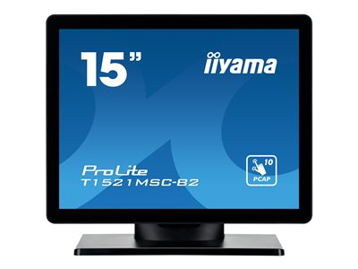 iiyama ProLite T1521MSC-B2 - Écran LED - 15" - écran tactile - 1024 x 768 - TN - 370 cd/m² - 800:1 - 8 ms - HDMI, VGA - haut-parleurs - noir mat