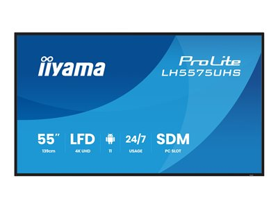 iiyama ProLite LH5575UHS-B2AG - Classe de diagonale 55" (54.6" visualisable) écran LCD rétro-éclairé par LED - signalisation numérique - avec lecteur multimédia intégré, SDM Slot PC - 4K UHD (2160p) 3840 x 2160 - noir (cadre), finition matte