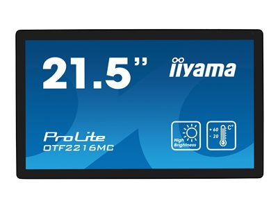 iiyama ProLite OTF2216MC-B1 - Écran LED - 22" (21.5" visualisable) - cadre ouvert - écran tactile - 1920 x 1080 Full HD (1080p) @ 60 Hz - VA - 1100 cd/m² - 5000:1 - 25 ms - HDMI, VGA, DisplayPort - noir