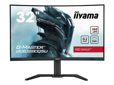 iiyama G-MASTER Red Eagle GCB3280QSU-B2 - Écran LED - jeux - incurvé - 32" (31.5" visualisable) - 2560 x 1440 WQHD @ 180 Hz - VA - 350 cd/m² - 3000:1 - 0.2 ms - 2xHDMI, DisplayPort - haut-parleurs - noir, mat
